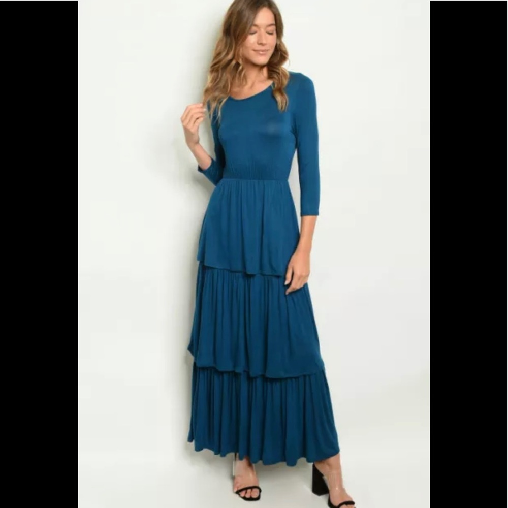 NEW Fantastic Fawn LIBBY TIERED RUFFLE MAXI DRESS